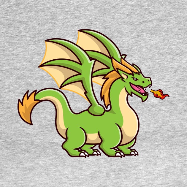 Cute Adult Green Dragon Spitting Fire Cartoon by Catalyst Labs